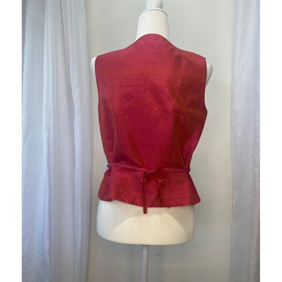 Ann Taylor Sleeveless Silk Wrap Blouse Barbie Core Pink Ladies Size 10 - Picture 2 of 6
